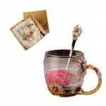 Daisy Flower Enamel Crystal Glass Cup Gift Box Light Luxury with Logo