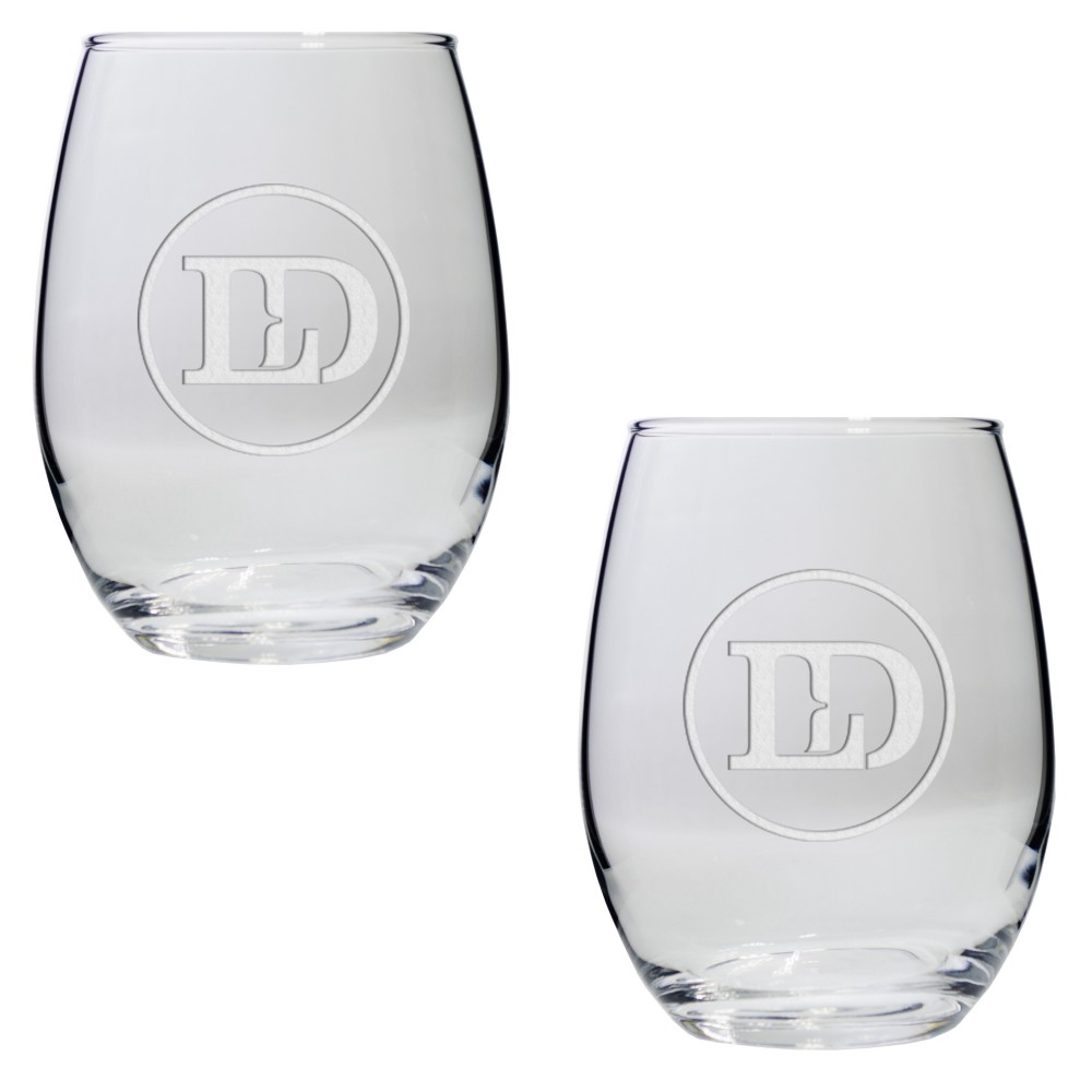 Customized Set of Two Stemless Wine Glasses (9 Oz.)