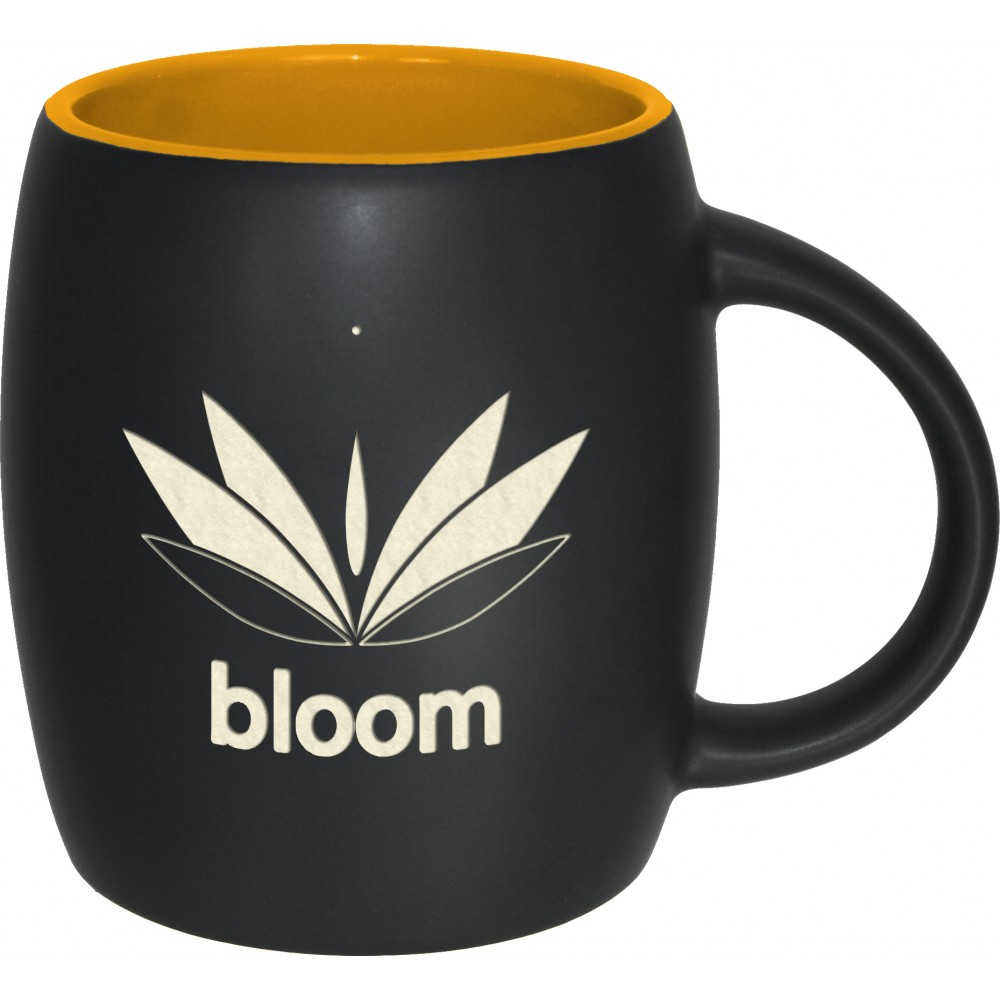Logo Printed Barrel Two-Tone Matte Mug: Deep Saffron (14 Oz.) Logo Printed Barrel Two-Tone Matte Mug: Deep Saffron (14 Oz.)