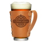 Logo Branded Genuine Leather Pint Sleeve w/Handle