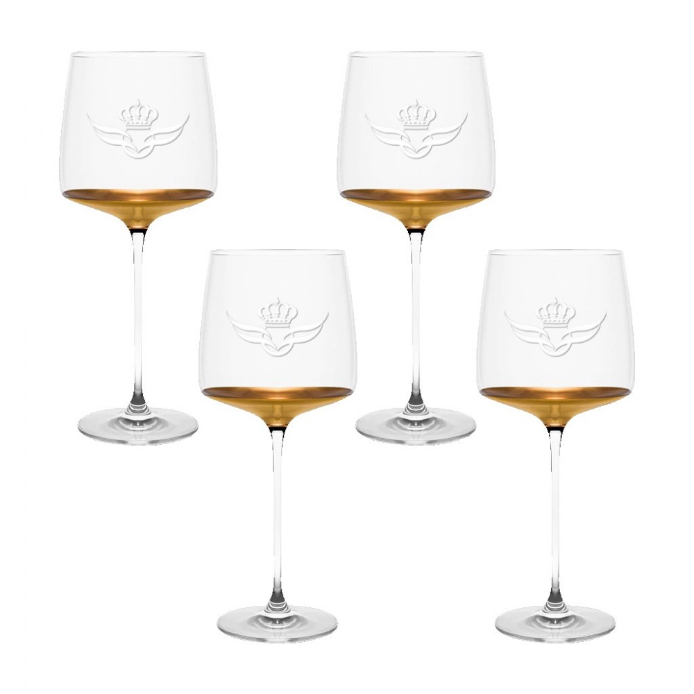 Set of 4 - 20 K Gold Dipped Wine Glass (16 oz.) with Logo