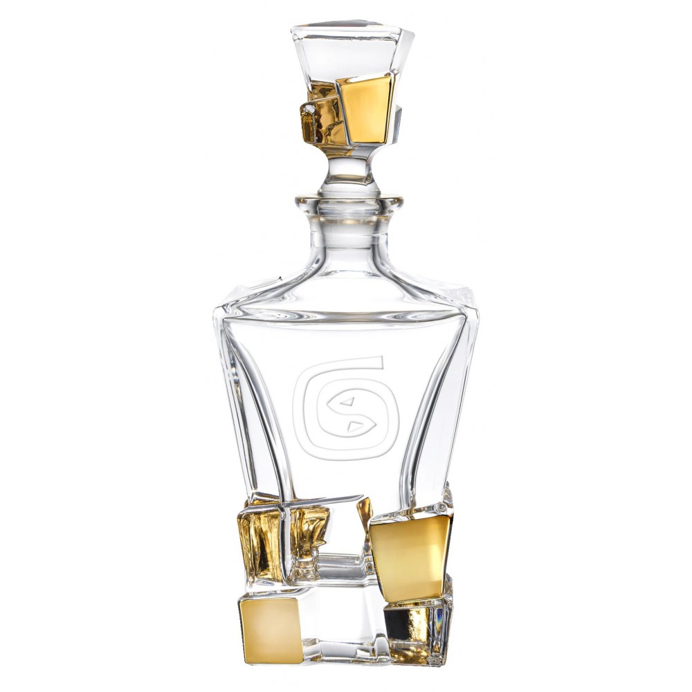 Westgate Golden Cube Crystal Decanter with Logo