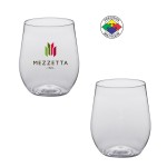 8oz BPA Free Clear Light Plastic Stemless Wine Glass - Precision Spot Color with Logo