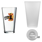 Promotional 16oz Frosted Pint Mixing Glass w/Clear Bottom - Dishwasher Resistant - Precision Spot Color