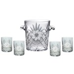 Westgate Status Ice Bucket 8"H with Four Matching (11.5 oz.) Rocks Glasses with Logo
