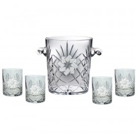 Westgate Status Ice Bucket 8"H with Four Matching (11.5 oz.) Rocks Glasses with Logo