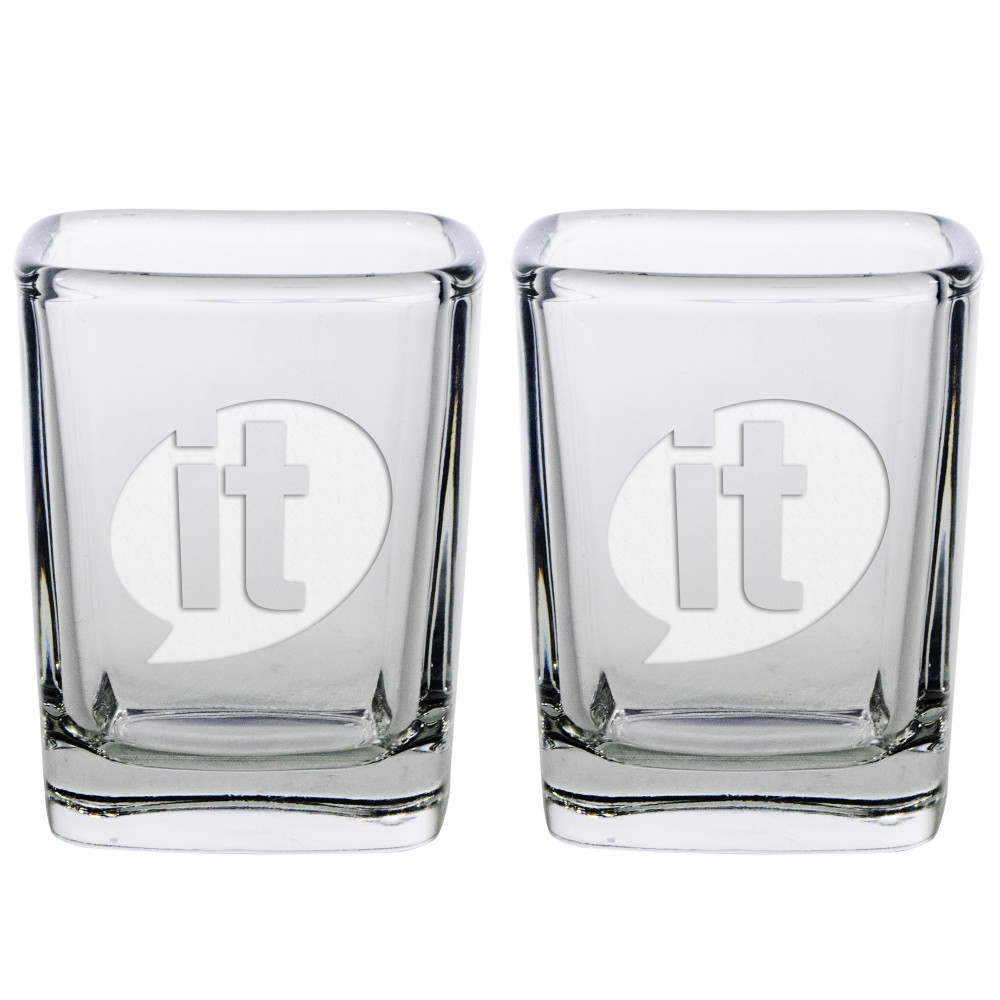 Set of Two Square Shot Glasses (2 Oz.) with Logo
