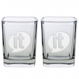 Set of Two Square Shot Glasses (2 Oz.) with Logo