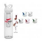 Logo Printed 25 Oz. Translucent PET Sports Bottle w/Infuser and Push Pull Lid