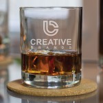 Logo Printed 10.25 Oz. Aristocrat Whiskey Glass w/Laser Etched Logo