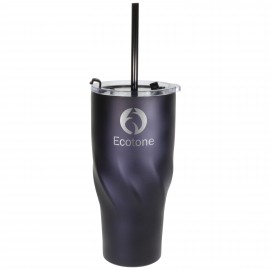 Custom Imprinted 24 Oz. Black Wakita Twisted Vacuum Tumbler