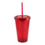 Promotional 16 oz. Red Double Wall Acrylic Translucent Tumbler