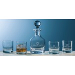 Classic Whiskey Decanter & Set of 4 Glasses (5 Piece Set) with Logo