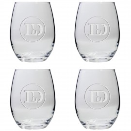 Set of Four Stemless Wine Glasses (15 Oz.) with Logo