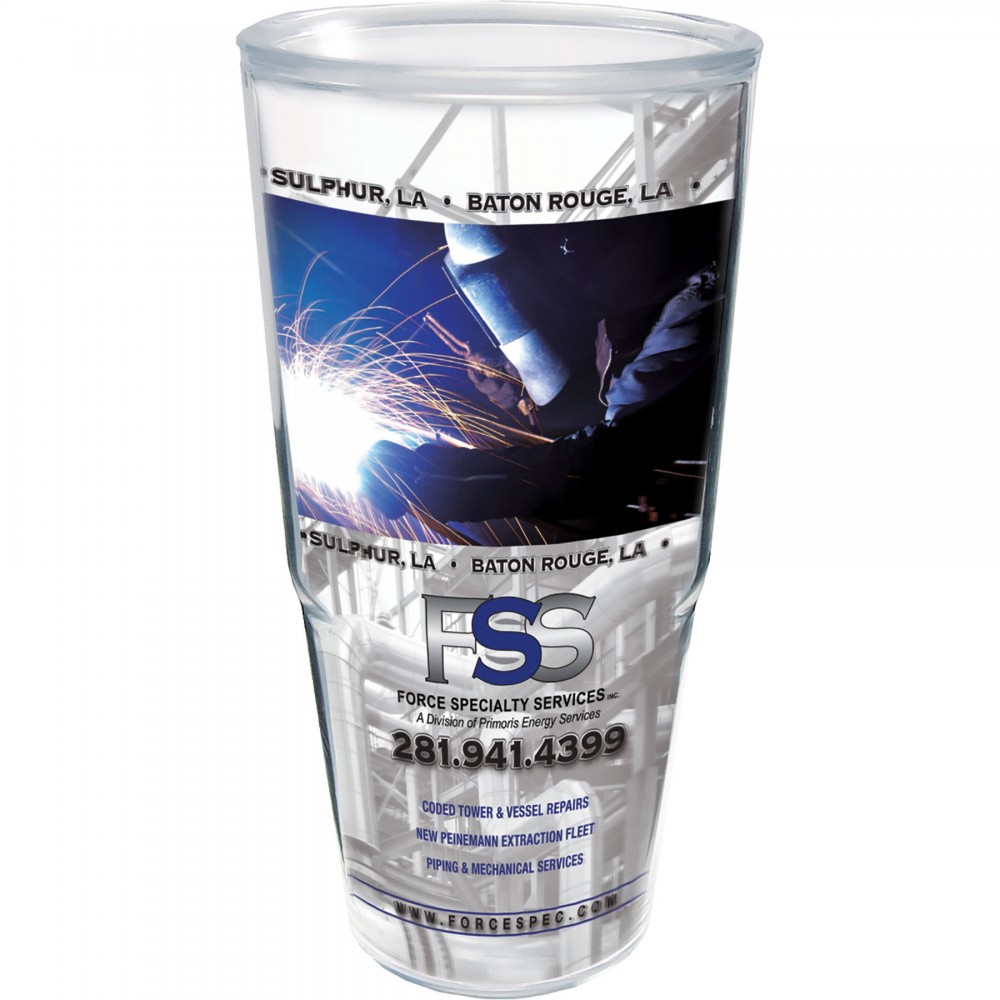Customized 24 Oz. Double Wall Insulated Thermal Drinking Glass - White Printed Insert Customized 24 Oz. Double Wall Insulated Thermal Drinking Glass - White Printed Insert