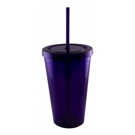 Customized 16 oz. Purple Double Wall Acrylic Translucent Tumbler