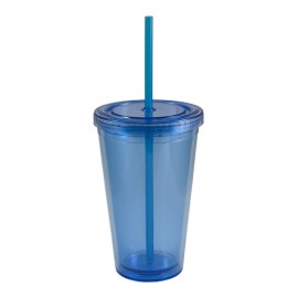 Customized 16 oz. Aqua Blue Double Wall Acrylic Translucent Tumbler  Customized 16 oz. Aqua Blue Double Wall Acrylic Translucent Tumbler