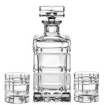 Westgate Pilastro Crystal Decanter Set with Two Glasses with Logo