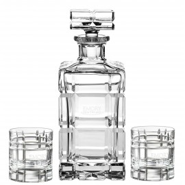 Westgate Pilastro Crystal Decanter Set with Two Glasses with Logo  Westgate Pilastro Crystal Decanter Set with Two Glasses with Logo