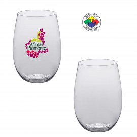 Promotional 16oz BPA Free Clear Light Plastic Stemless Wine Glass - Precision Spot Color  Promotional 16oz BPA Free Clear Light Plastic Stemless Wine Glass - Precision Spot Color