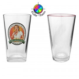 16 Oz. Pint Glass with Maroon Halo (4 Color Process) with Logo  16 Oz. Pint Glass with Maroon Halo (4 Color Process) with Logo