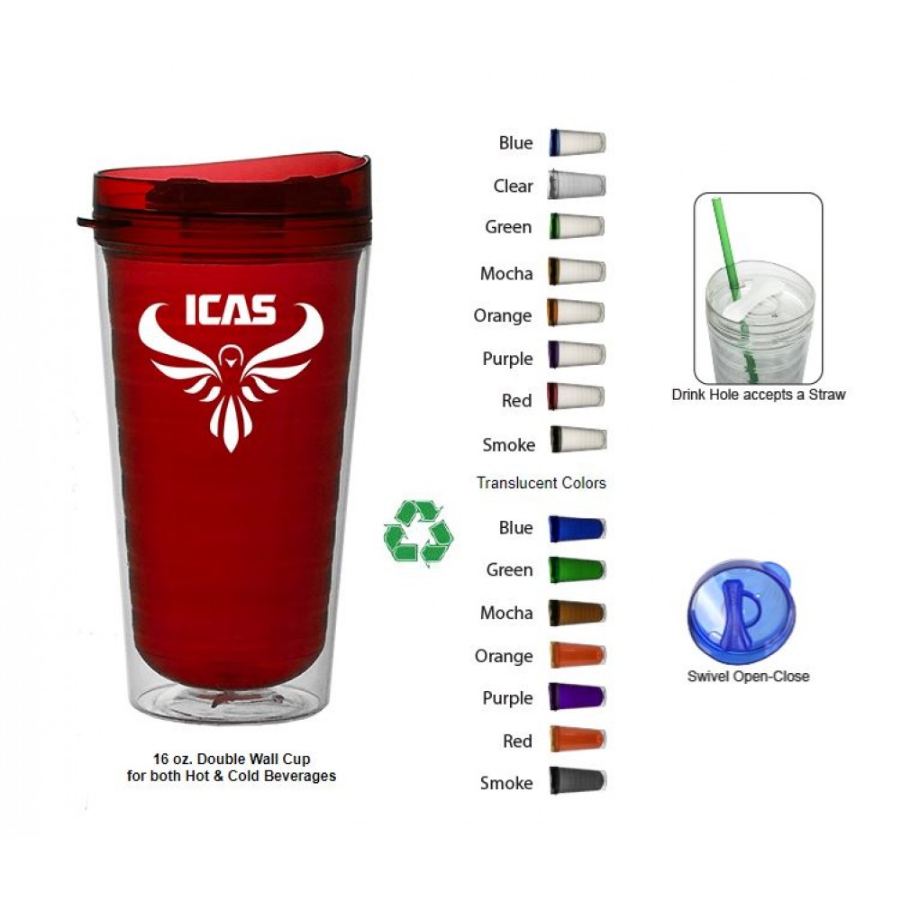 Custom Imprinted 16 Oz. Tritan Verano Translucent Double Wall Insulated Tumbler Custom Imprinted 16 Oz. Tritan Verano Translucent Double Wall Insulated Tumbler