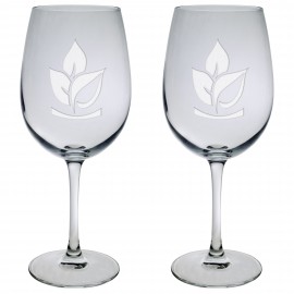 Logo Branded 12 Oz. Set of Two Afficianado Stemmed Wine Glasses