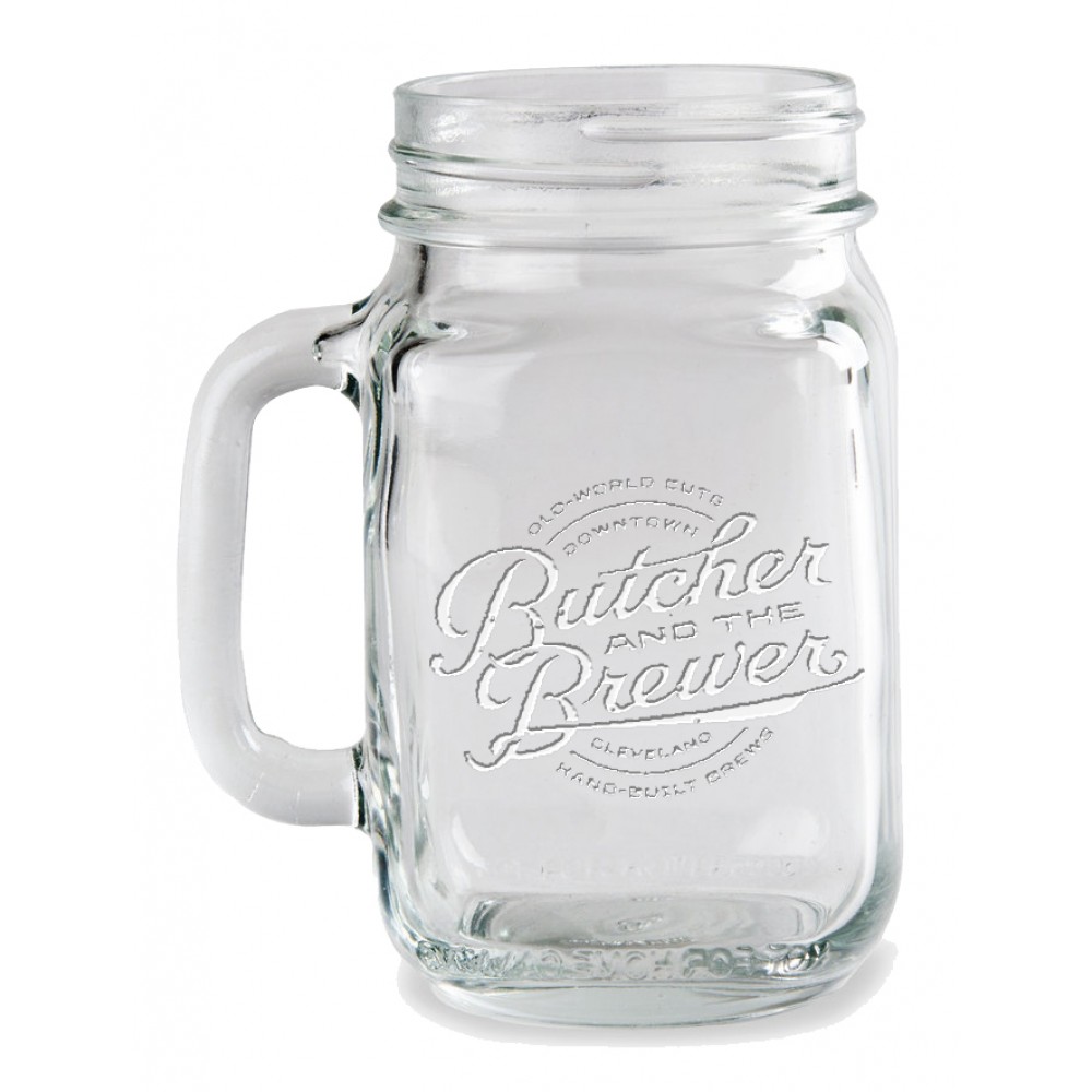 Logo Printed Mason Jar Deep Etched 20oz