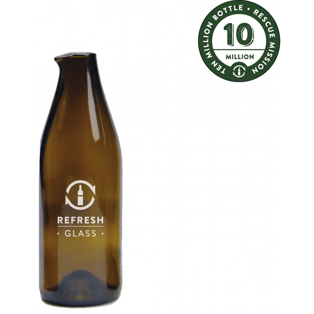 16oz Refresh Glass Carafe made from rescued wine bottles with Logo 16oz Refresh Glass Carafe made from rescued wine bottles with Logo