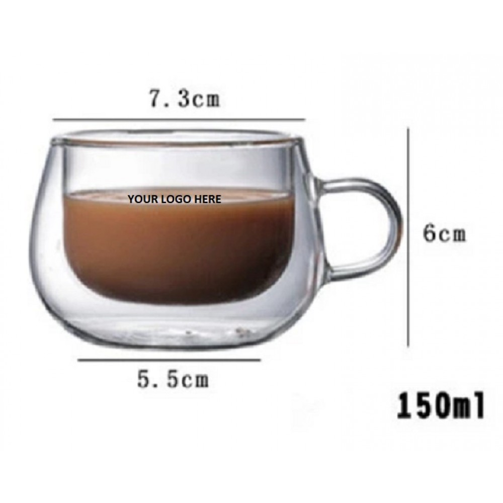 Personalized Double Wall Glass Coffee Mug 5 oz