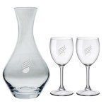 Vino Grande Carafe (40 oz.) with Set of Two (8.5 oz) Park Avenue Wine Glasses (3 Piece Set) with Logo