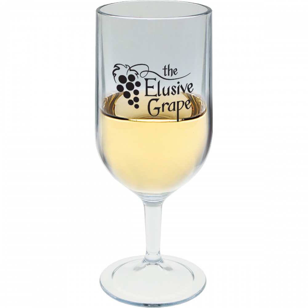 8 Oz. Plastic Tapered Wine Glass with Logo