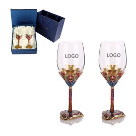 Crystal Enamel Wine Glass Goblet Gift Box with Logo