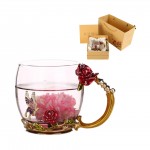 Creative Rose Enamel Heat-Resistant Crystal Glass Tea Cup with Logo