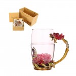 Personalized Creative Rose Enamel Crystal Glass Tea Cup Gift Box