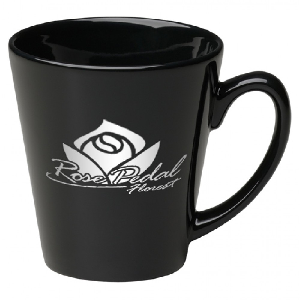 12 oz. Black Cafe Latte Mug with Logo
