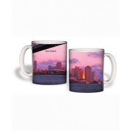White Mug (15 Oz., New Orleans Skyline Mug Sublimated) with Logo