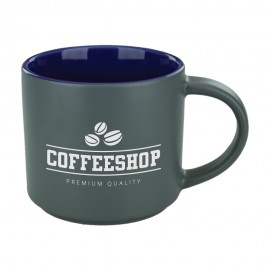 16 oz. Dark Blue In Satin Gray Out Norwich Mug with Logo