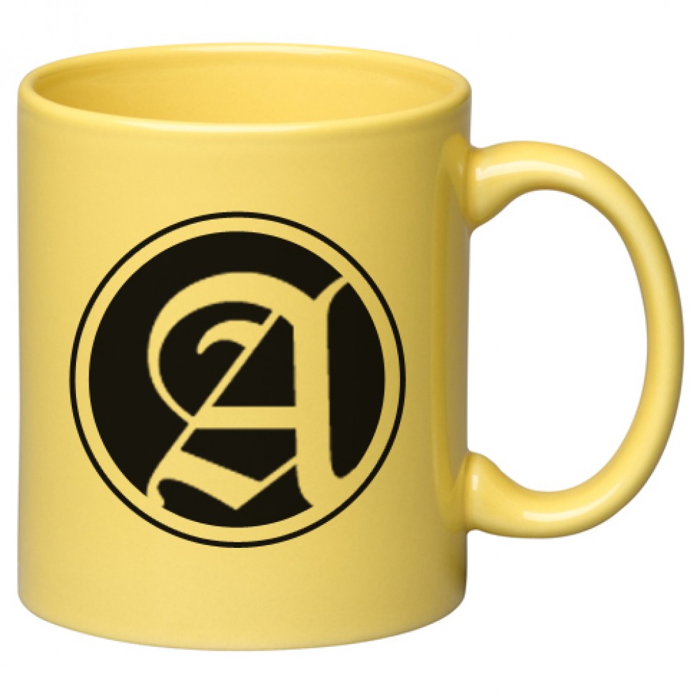 11 oz. Yellow C Handle Mug Logo Printed
