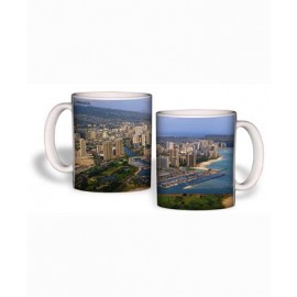 White Mug (15 Oz., Honolulu Skyline Mug Sublimated) with Logo  White Mug (15 Oz., Honolulu Skyline Mug Sublimated) with Logo