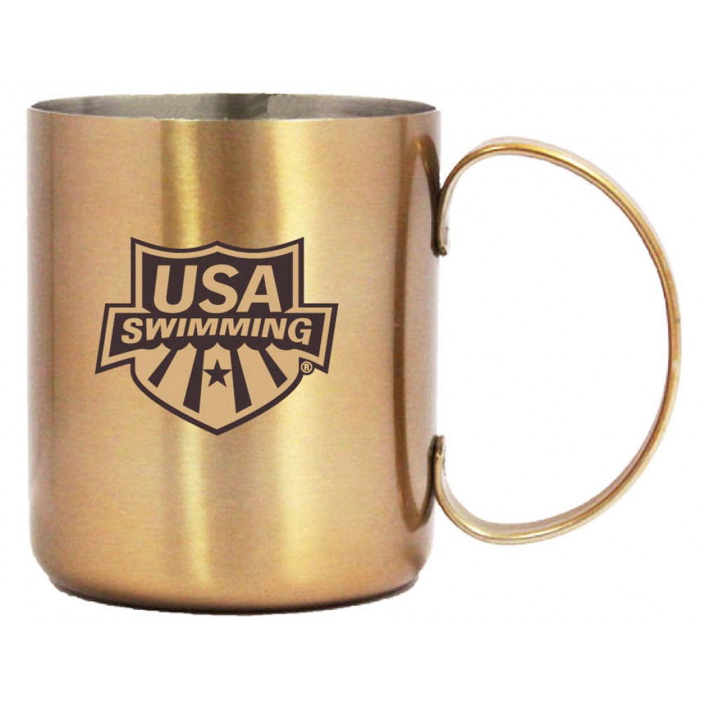 Personalized 12 Oz. Stainless Steel Moscow Mule Mug w/ Built In D Handle, Copper Coated