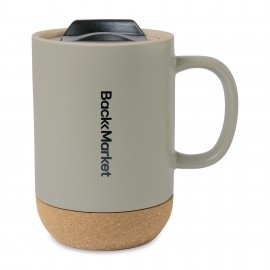 Valo Ceramic Lidded Mug - 14 Oz. - Sage Gray with Logo