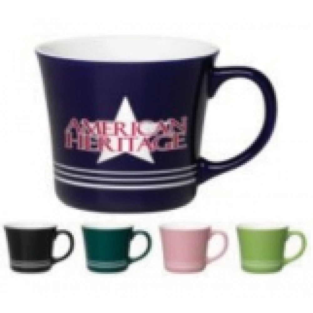 16 oz. White In / Cobalt Blue Out with White Bands Mug with Logo