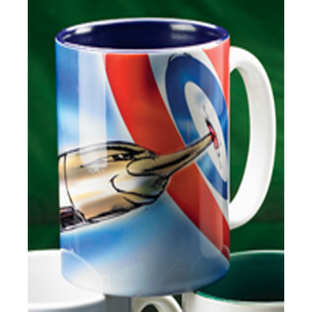 Sublimated Two-Tone Mug Cobalt Inside (15 Oz.) Logo Printed Sublimated Two-Tone Mug Cobalt Inside (15 Oz.) Logo Printed