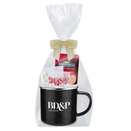 Logo Branded Promo Revolution - 16 Oz. Specked Camping Mug Gift Set w/Hot Chocolate Kit