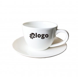 7.5 oz. Porcelain Coffee Mugs with Saucer with Logo  7.5 oz. Porcelain Coffee Mugs with Saucer with Logo