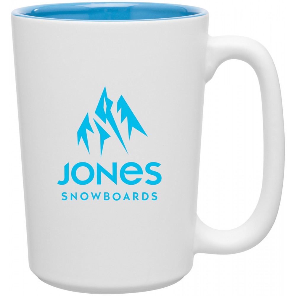 Custom Imprinted 12oz Rocca Mug (Matte White & Glossy Sky Blue) Custom Imprinted 12oz Rocca Mug (Matte White & Glossy Sky Blue)