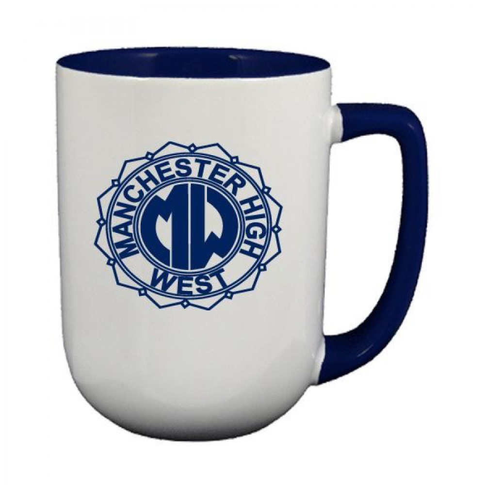 17 oz. Cobalt Blue In and Handle / White Out Arlen Mug with Logo
