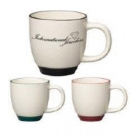14 oz. Almond with Green Lip and Base Accent Bistro Mug with Logo  14 oz. Almond with Green Lip and Base Accent Bistro Mug with Logo