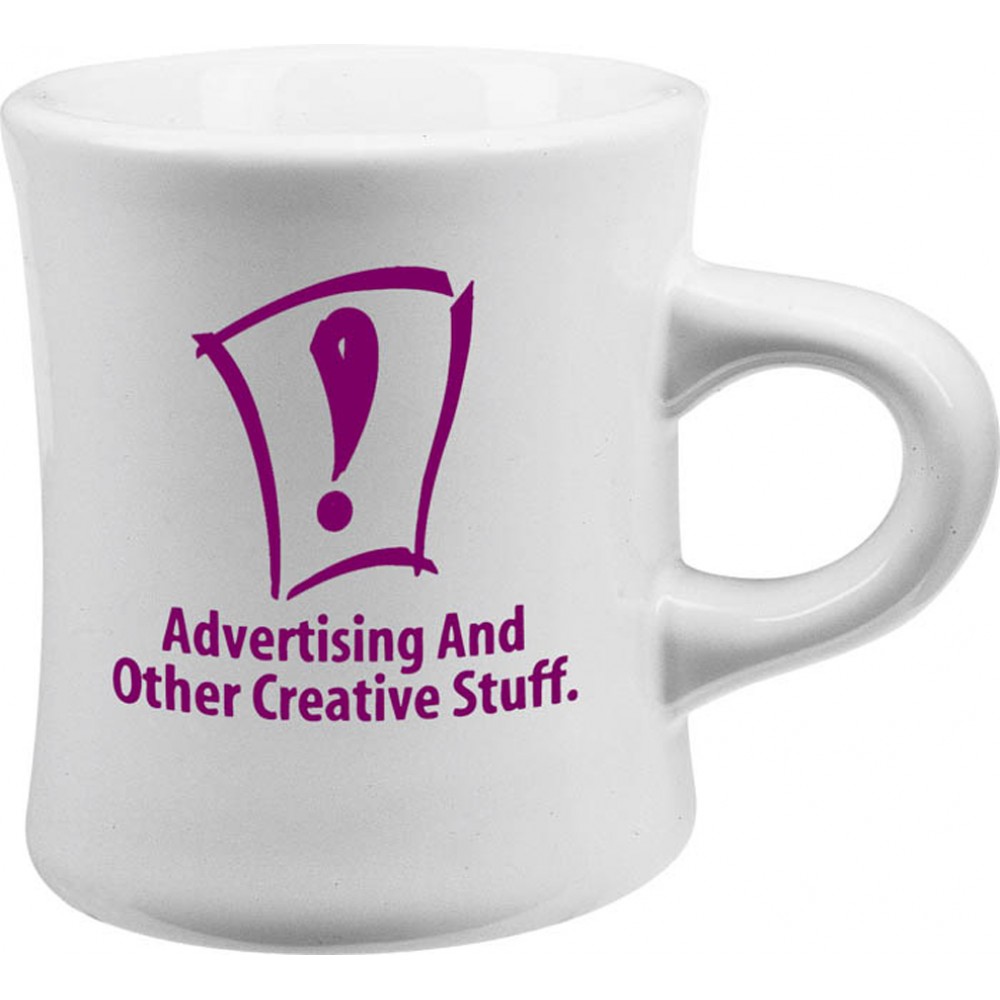 10 Oz. White Diner Ceramic Mug with Logo